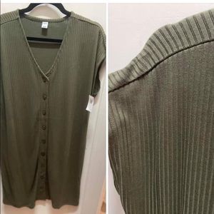 NWT Old Navy Ribbed shirt dress - L- olive green
